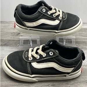 Vans Old Skool Toddler Size 9 Black White Canvas Low Top Sneakers 721356
